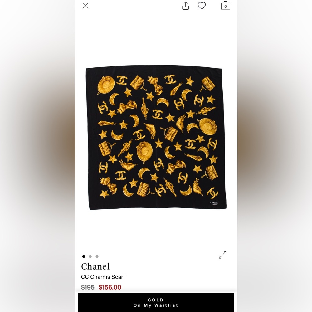 ISO CHANEL Black Scarf with Gold Accents